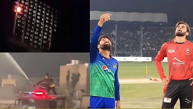 Floodlights catch fire in the first match of PSL